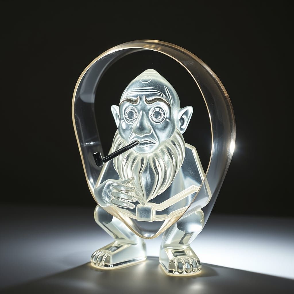 Cubist Dwarf Sculpture in Glass Shell