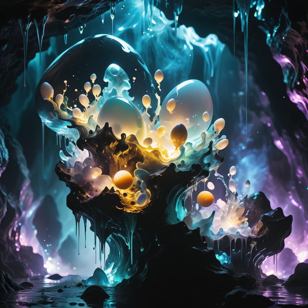 Ethereal Water Elemental in Neon Ink Splatter Style