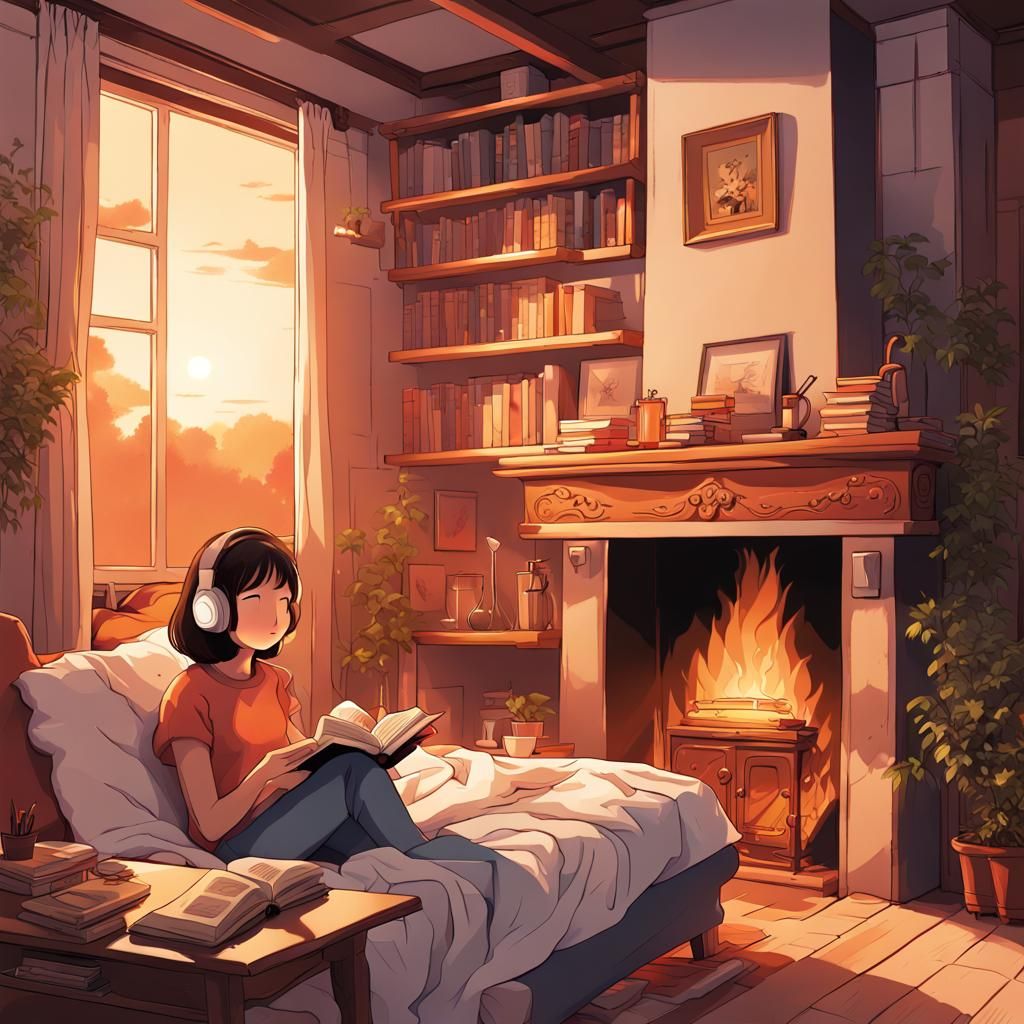 Cozy Bohemian Room in Ghibli Anime Style
