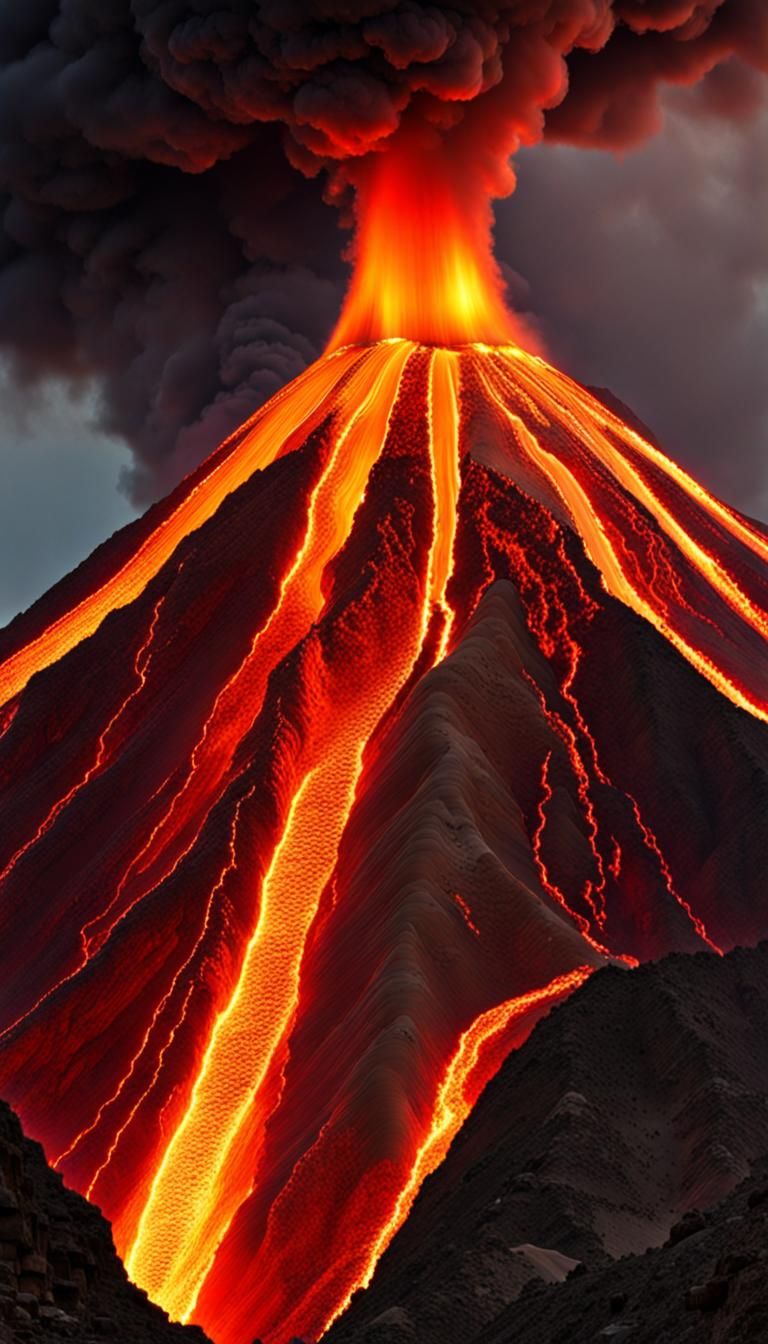 Volcanic Lava Lamp: Detailed and Colorful