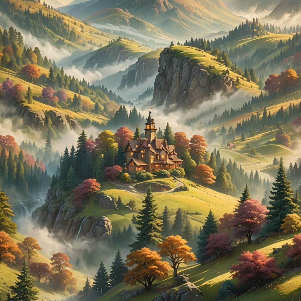 Wonderful Serene Fantasy Landscape in Ethereal Warmth