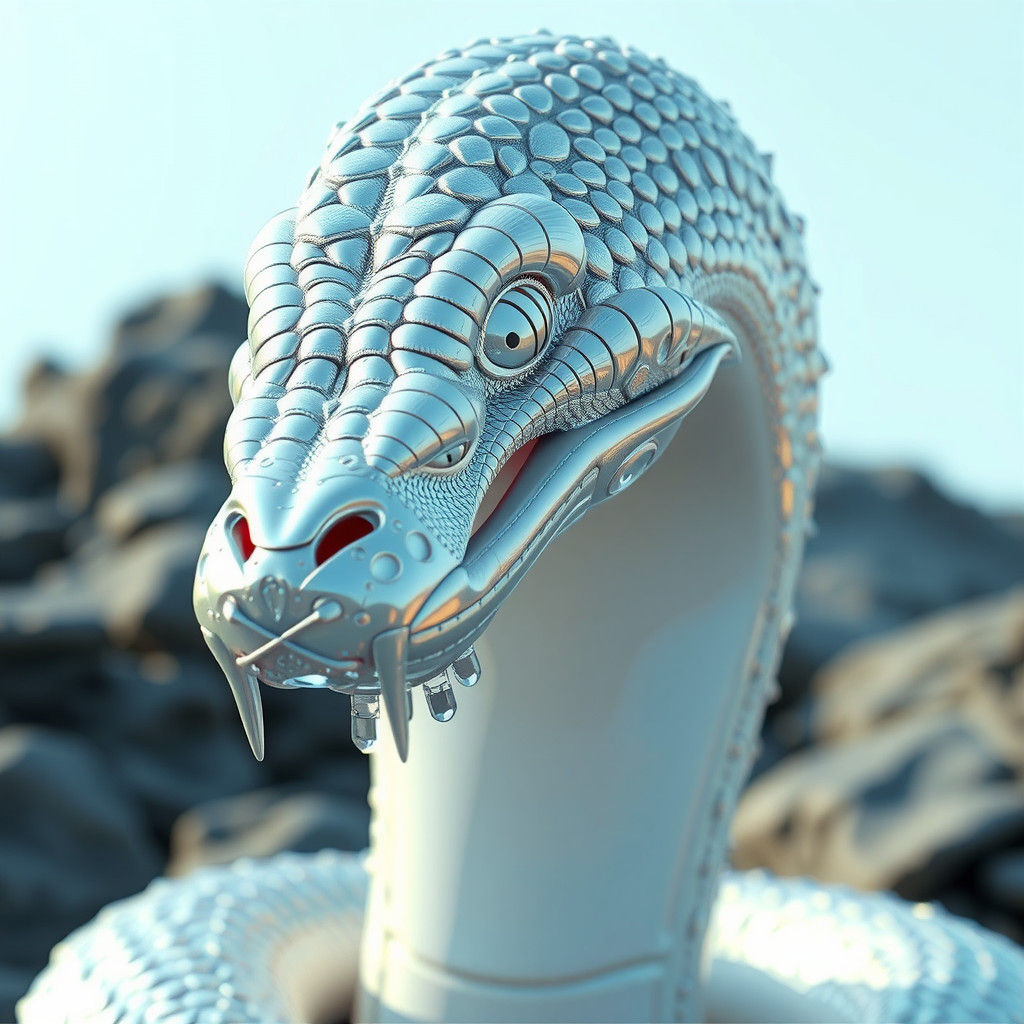 Surreal Chrome Anaconda Head in High Resolution