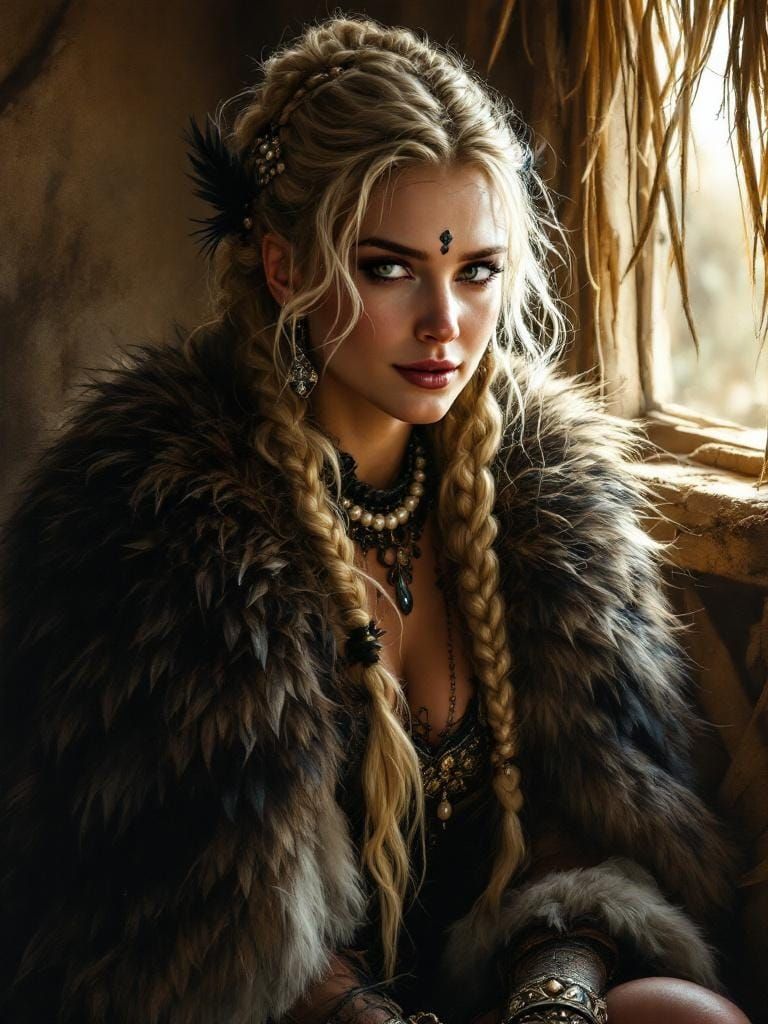 Viking Witch Portrait in Fantasy Art Style