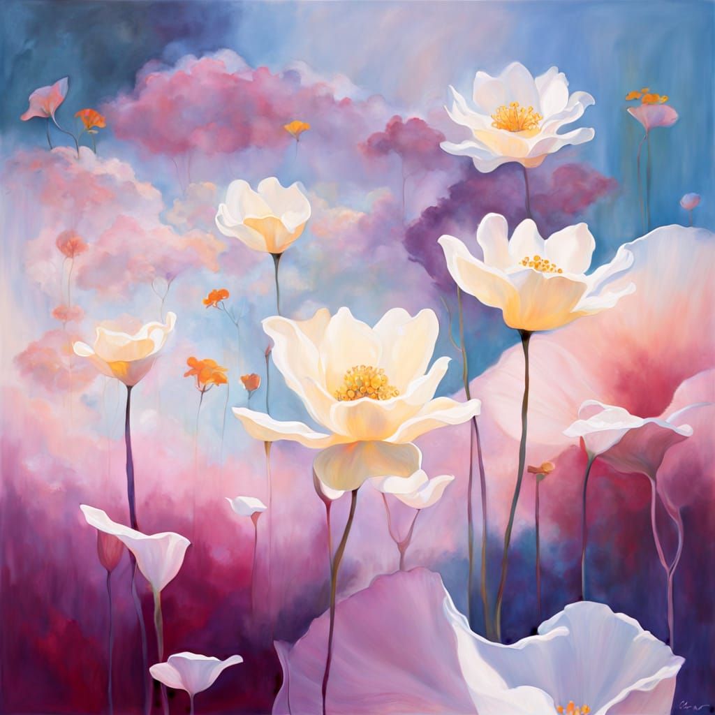 Ethereal Woman in Golden Lacey Petals