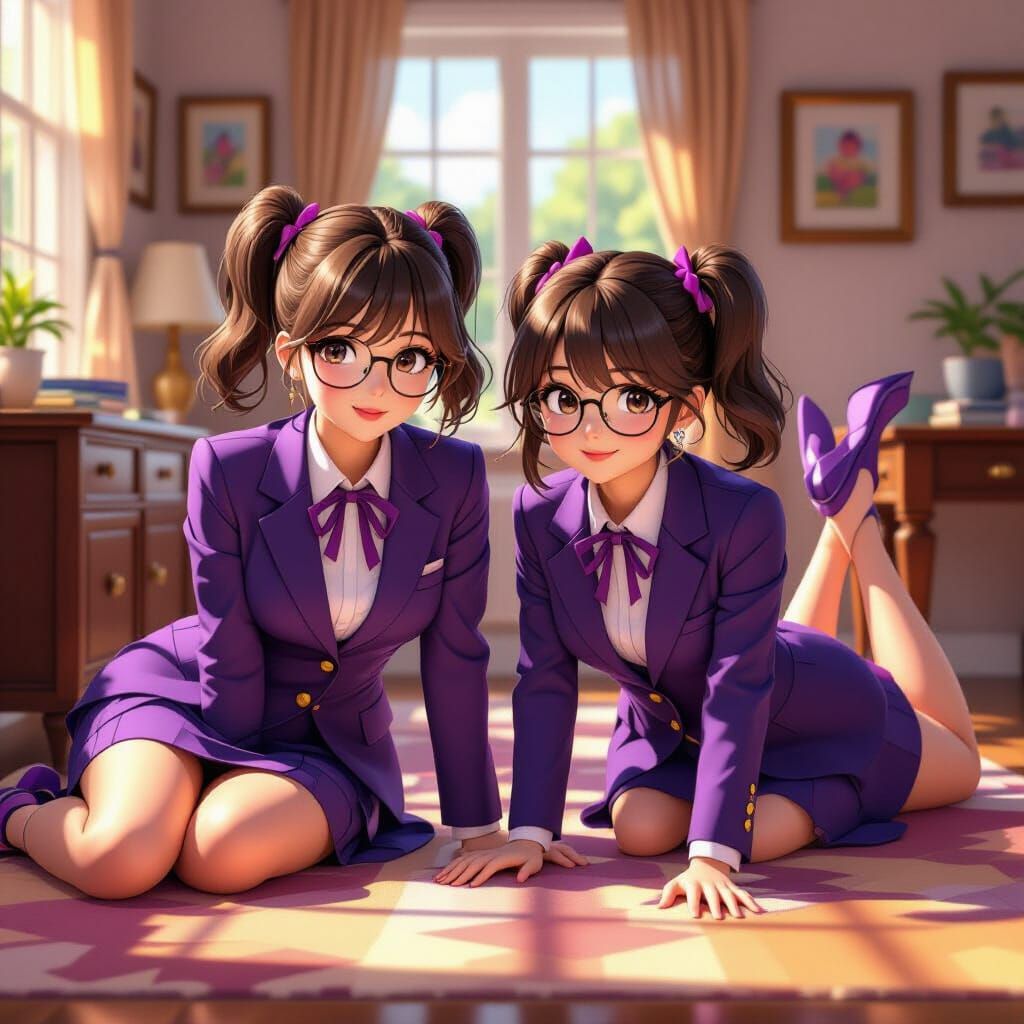 Mother and Daughter in Matching Outfits for Work Day