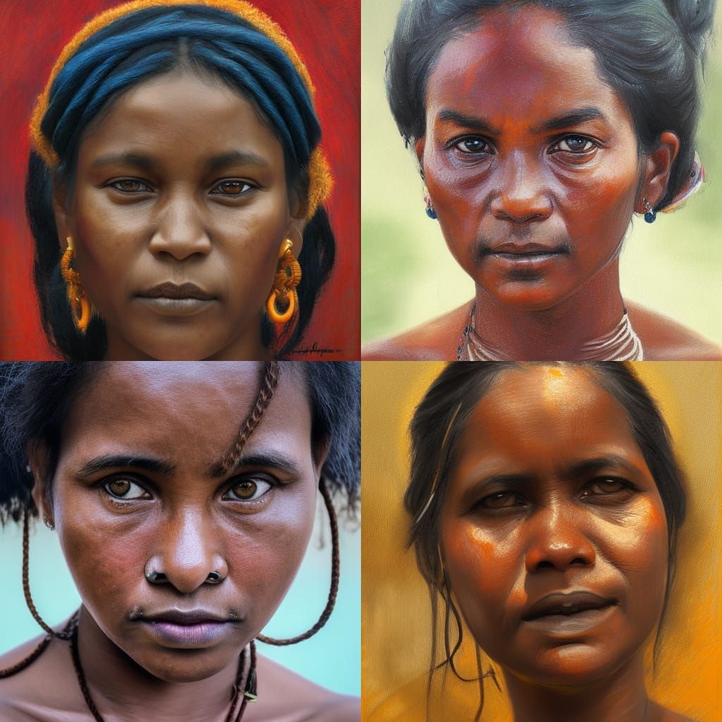 Fijian Woman Portrait in Hyperdetailed Splash Art Style