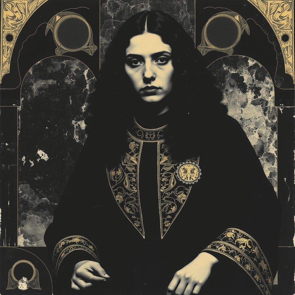 Ornate Portrait of Rasputin in Gothic Art Nouveau Style