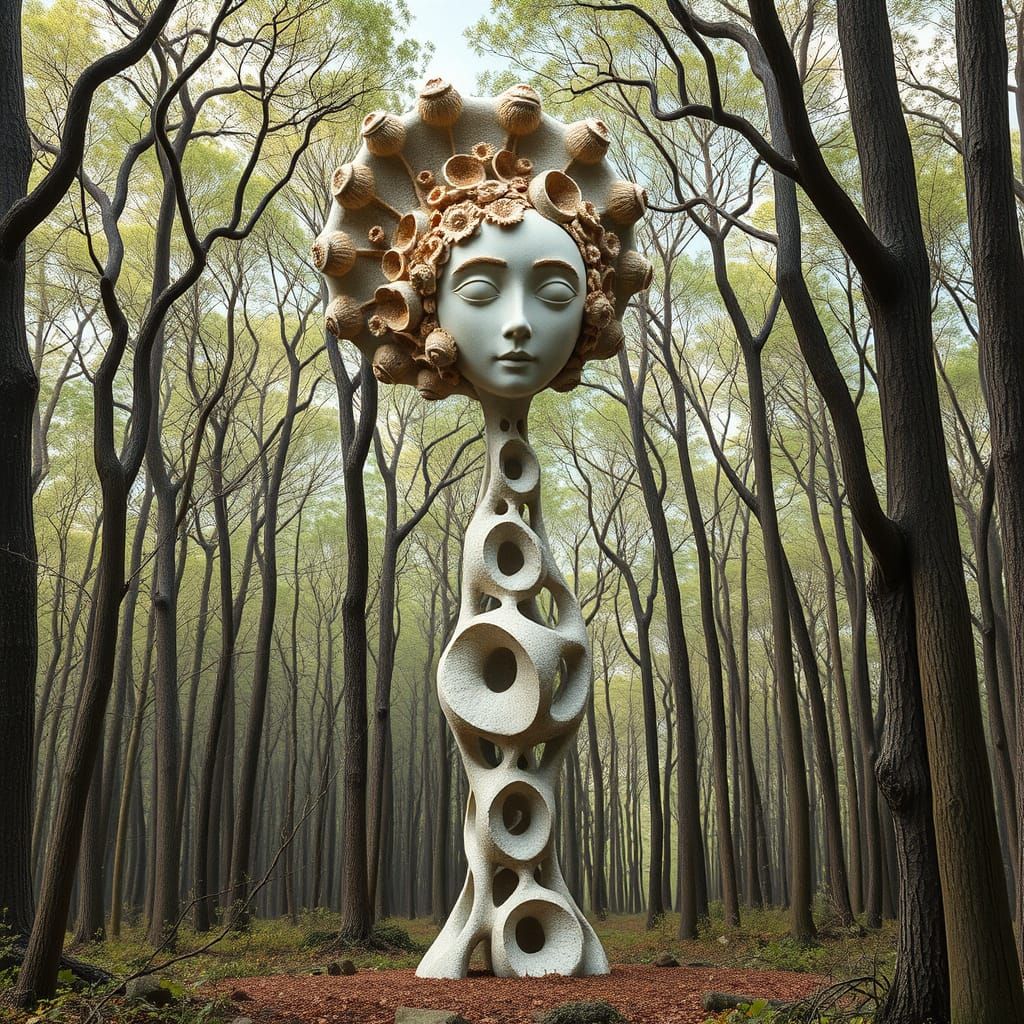 Stylized Forest Goddess Sculpture in Whimsical Mathematical ...