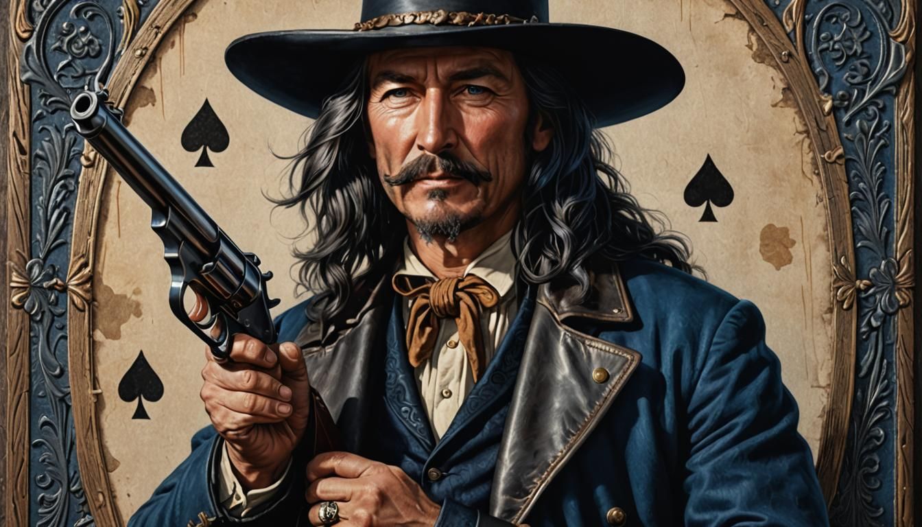 Hyperrealistic Wild Bill Hickok on Playing Card
