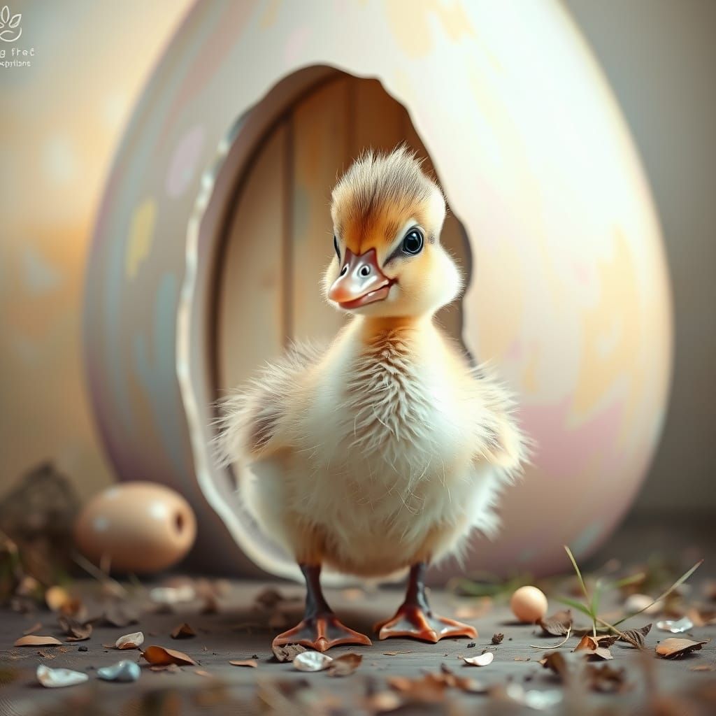 Duckling and Easter Egg: Whimsical Concept Art