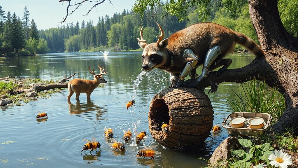 Cyborg Wildlife: Deer, Fish, Raccoon & Bees