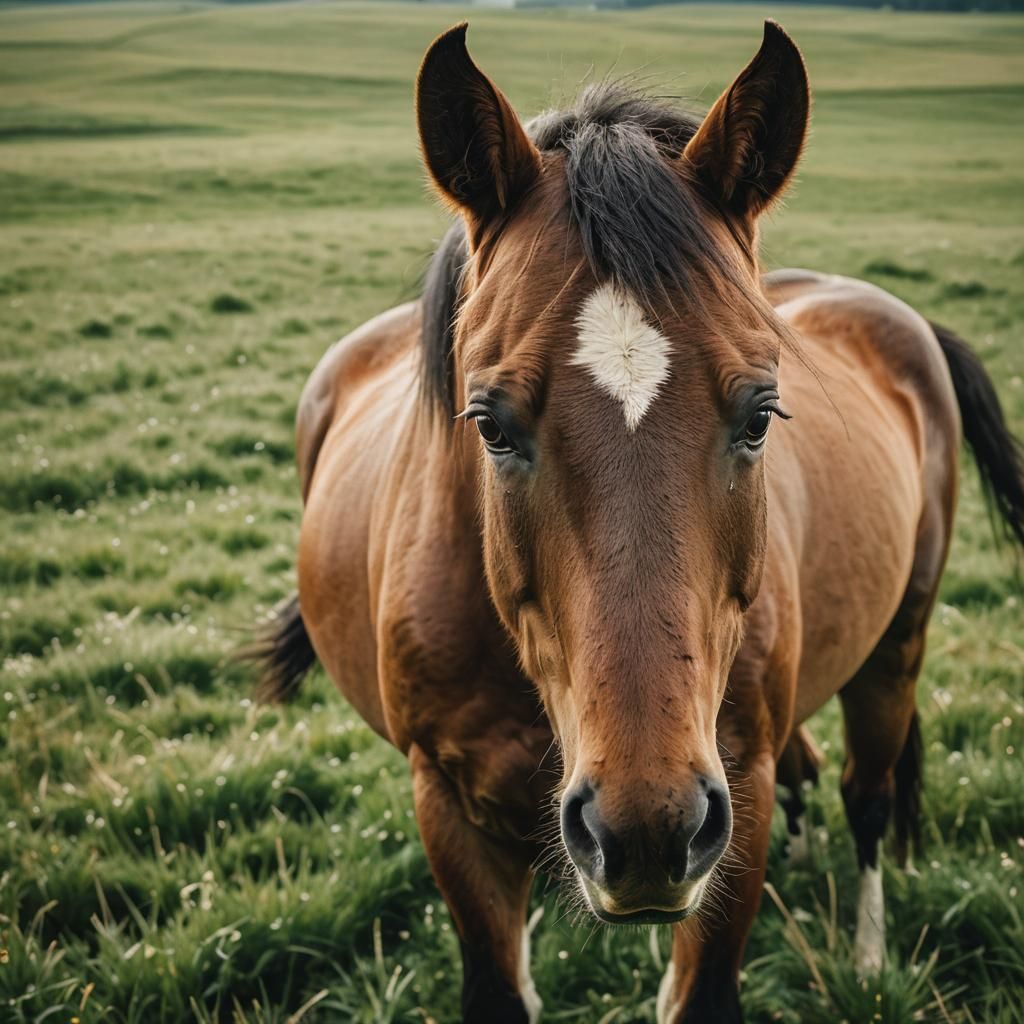 Close-Up Portrait of a Proud Kon Pociągowy Horse
