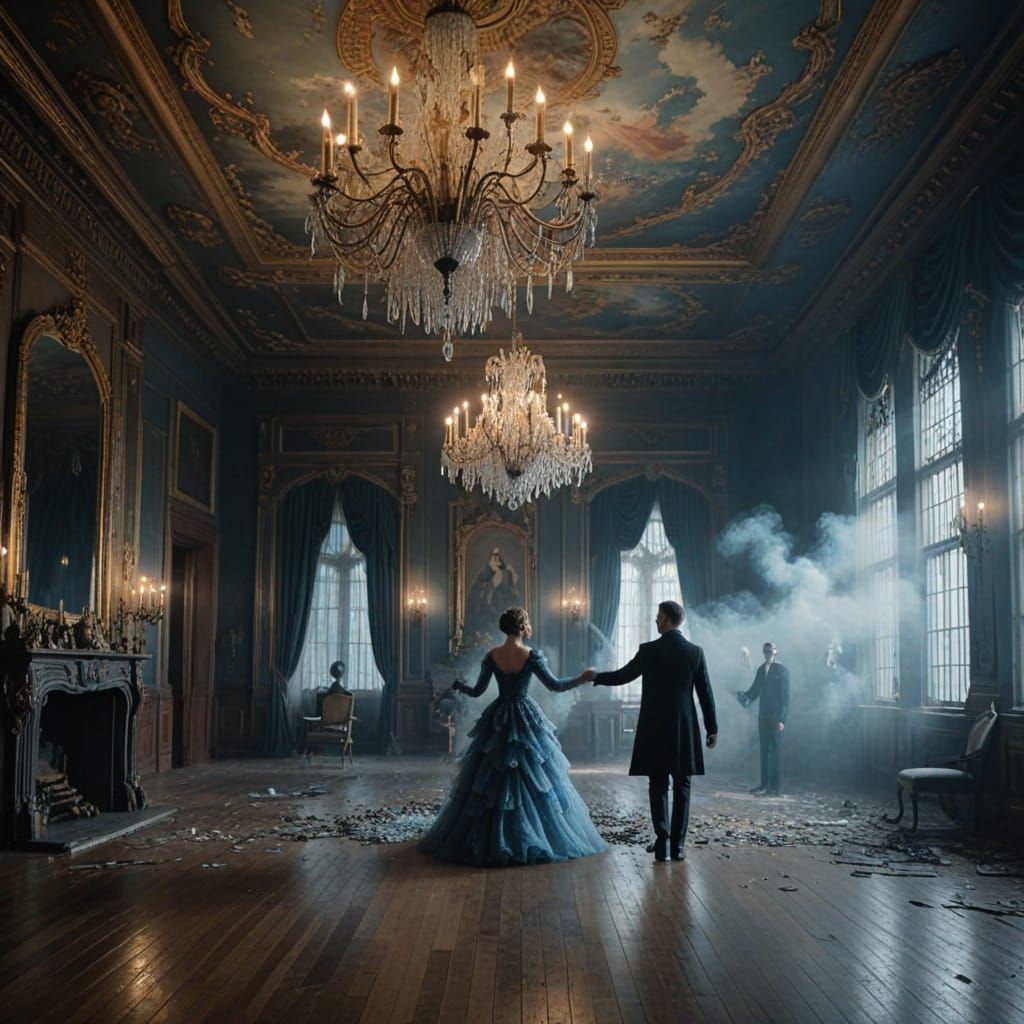 Ghostly 1920s Ball in a Decaying Ballroom