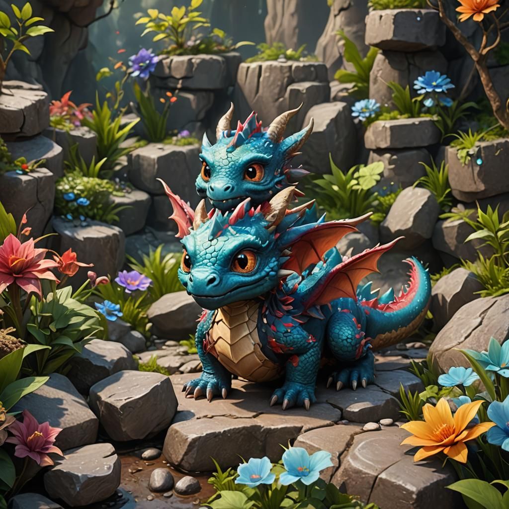 Adorable Baby Dragon in Detailed Fantasy Art