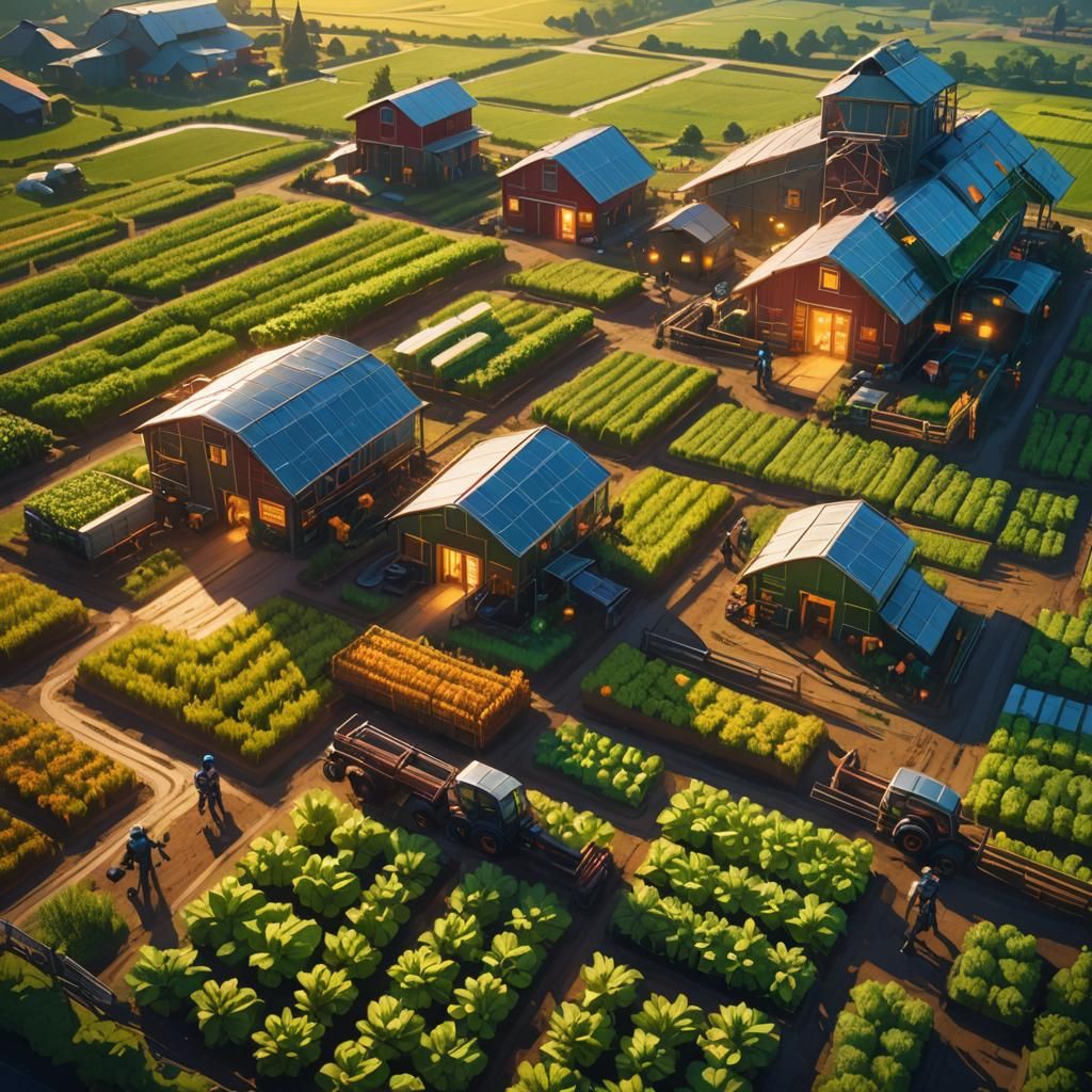 Glowing Crops Harvested on a Futuristic Farm