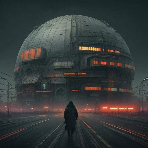 Futuristic Dome City in Surrealist Style