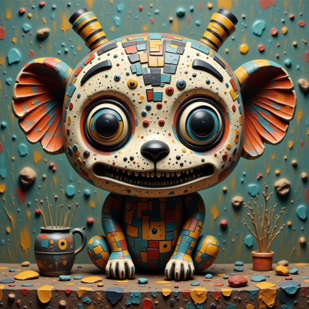 Funko Pop Style Dolls in Dada-Inspired Art