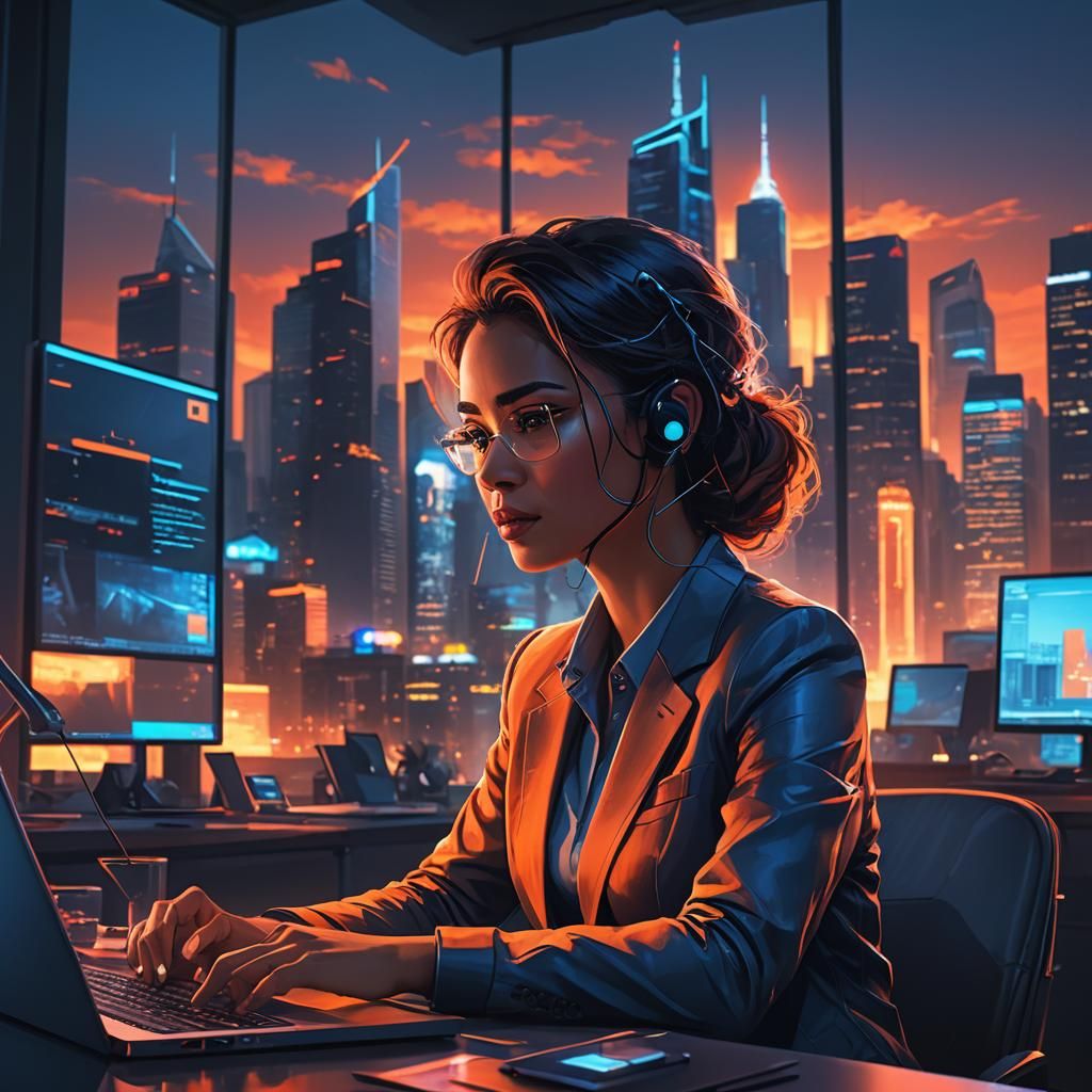 Woman in Virtual Call in Modern Office