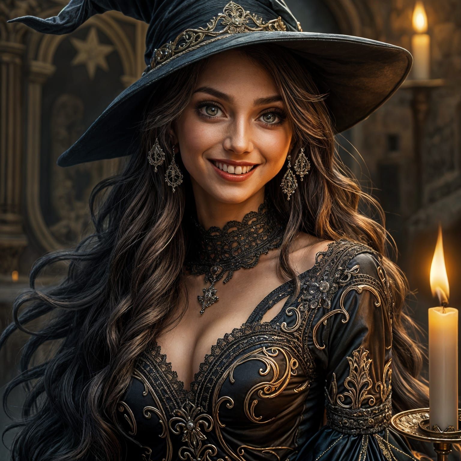 Enchanting Medieval Witch in Hyperrealistic Style