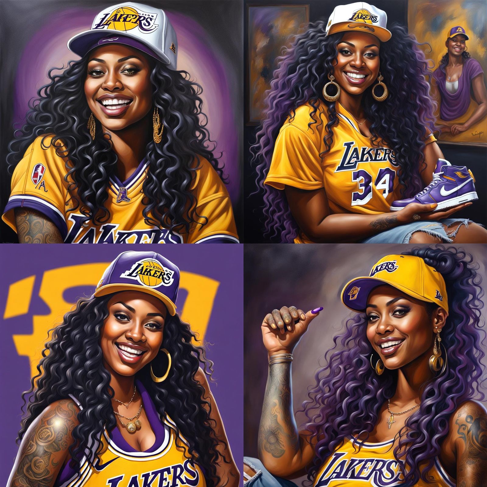Lakers Fan: Ultra Realistic Oil Painting