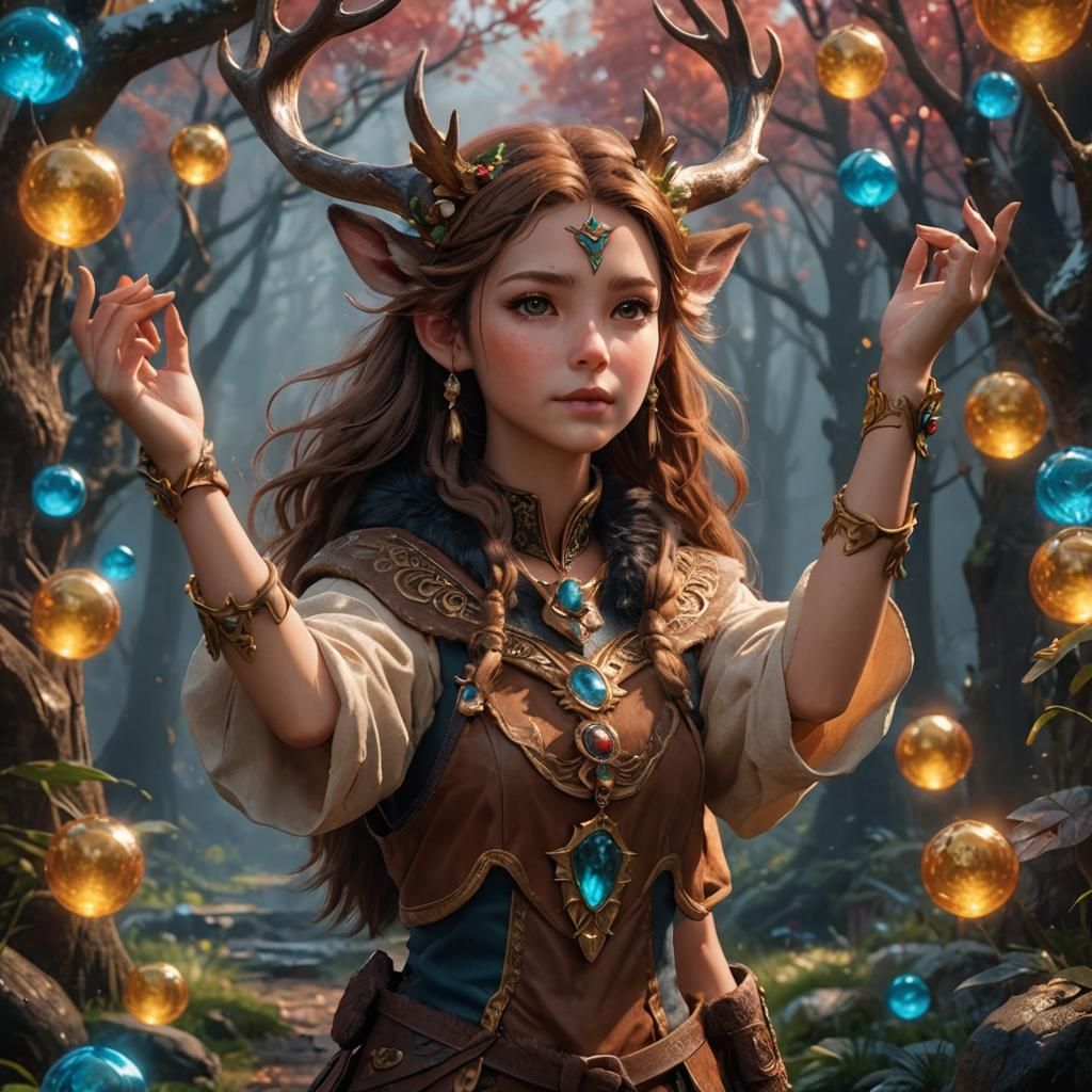 Detailed Furry Deer-Like Ears in Fantasy Art Style