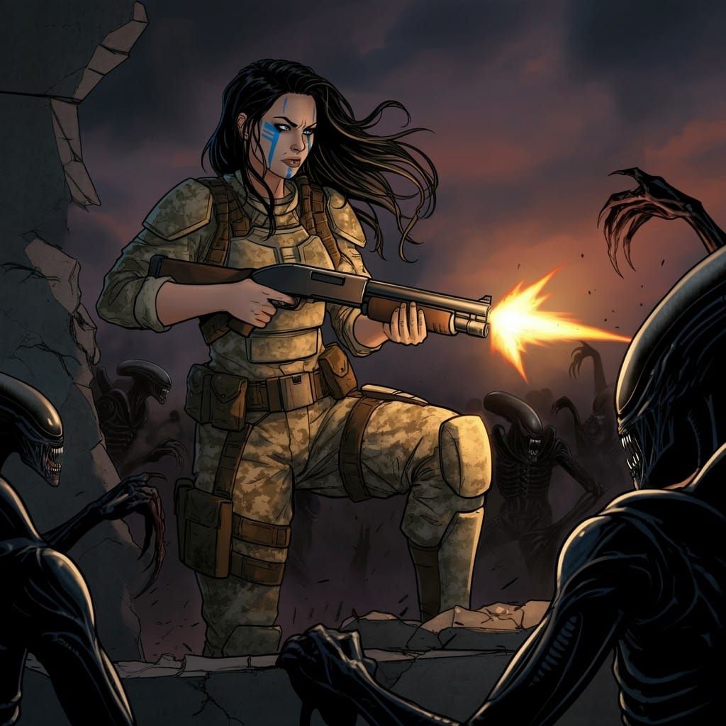 Nordic Valkyrie Combat Medic Versus Xenomorph Horde