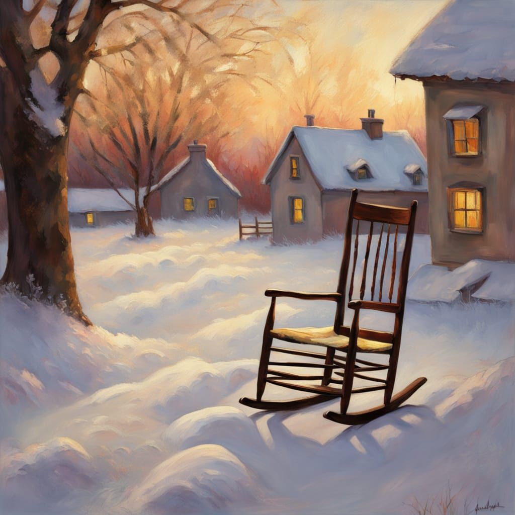 Cozy Twilight Attic Scene in Impressionistic Style