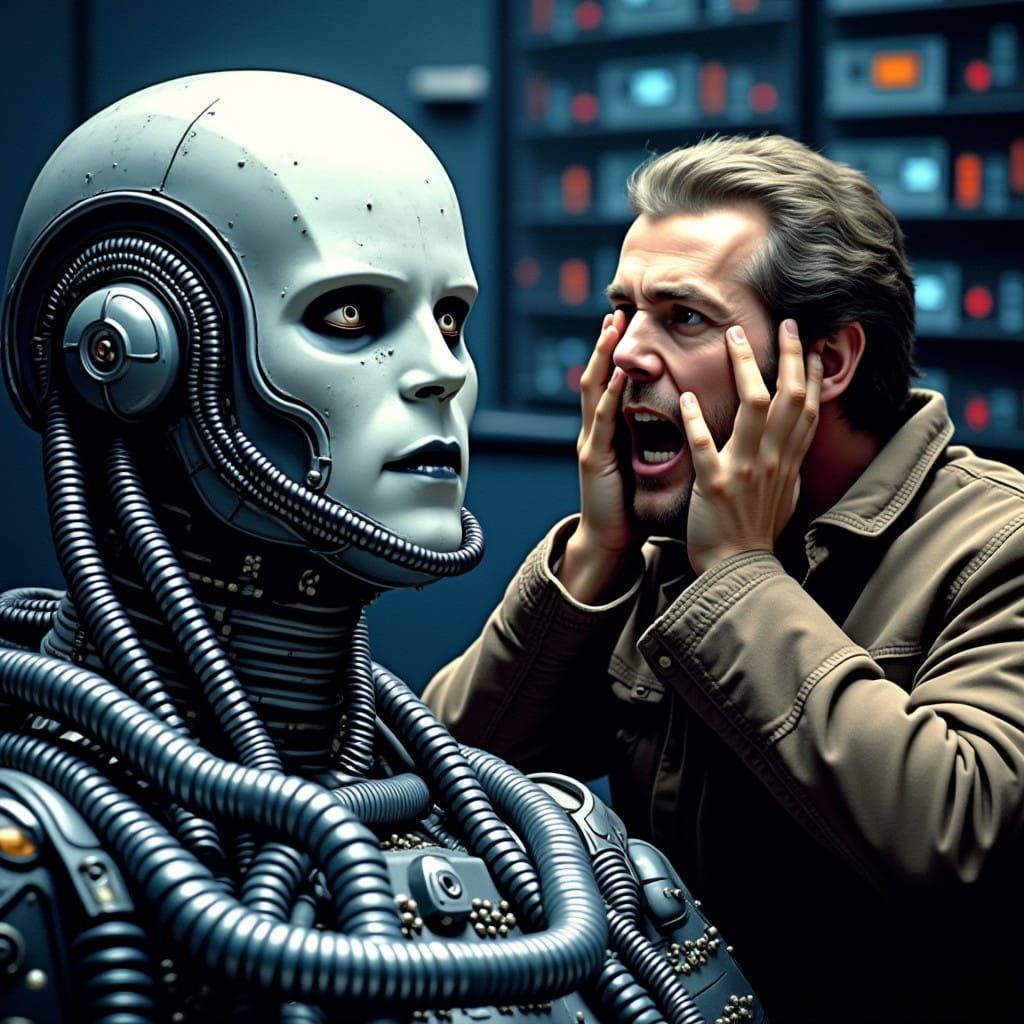 Gory 70's Sci-Fi Horror Scene in Pulp Comic Style