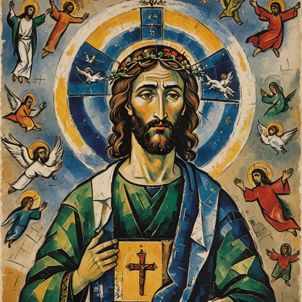 Jesus of Nazareth in Stained Glass Style