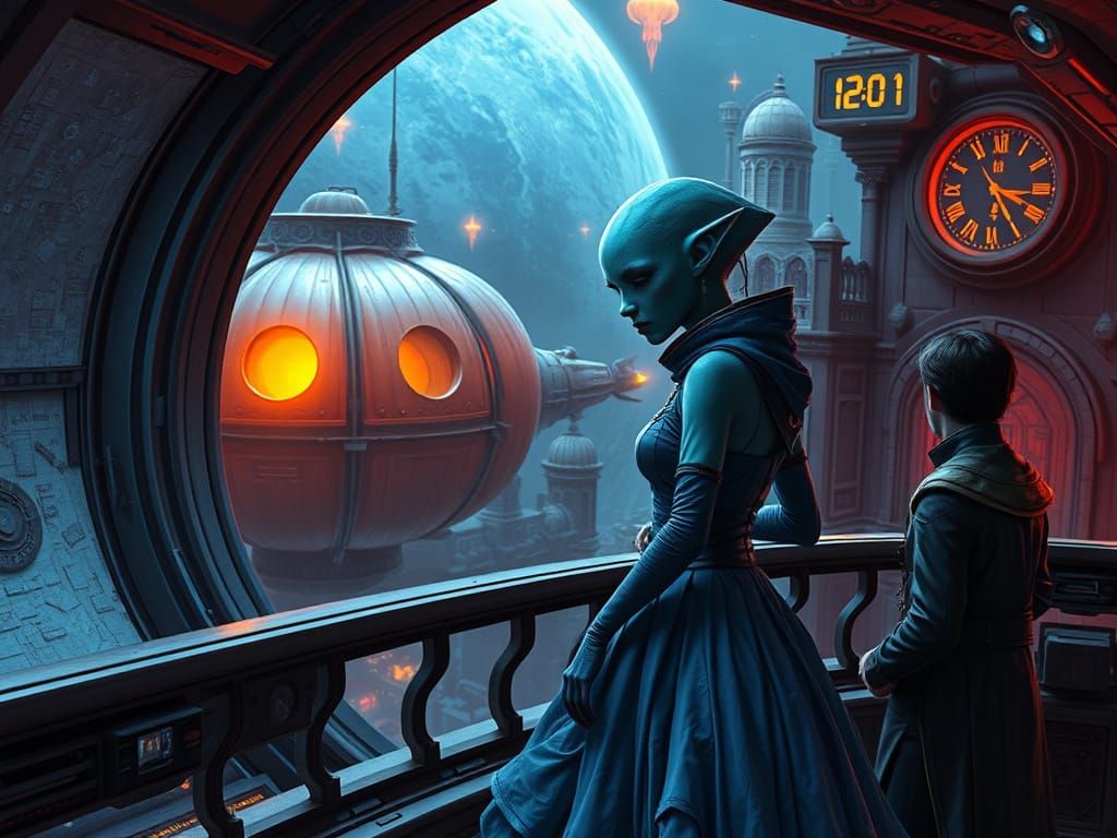 Cyberpunk Spaceship Transformation: Alien Ball Gown