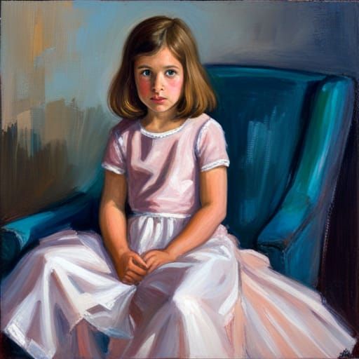Girl in Tulle Dress as Oil Painting