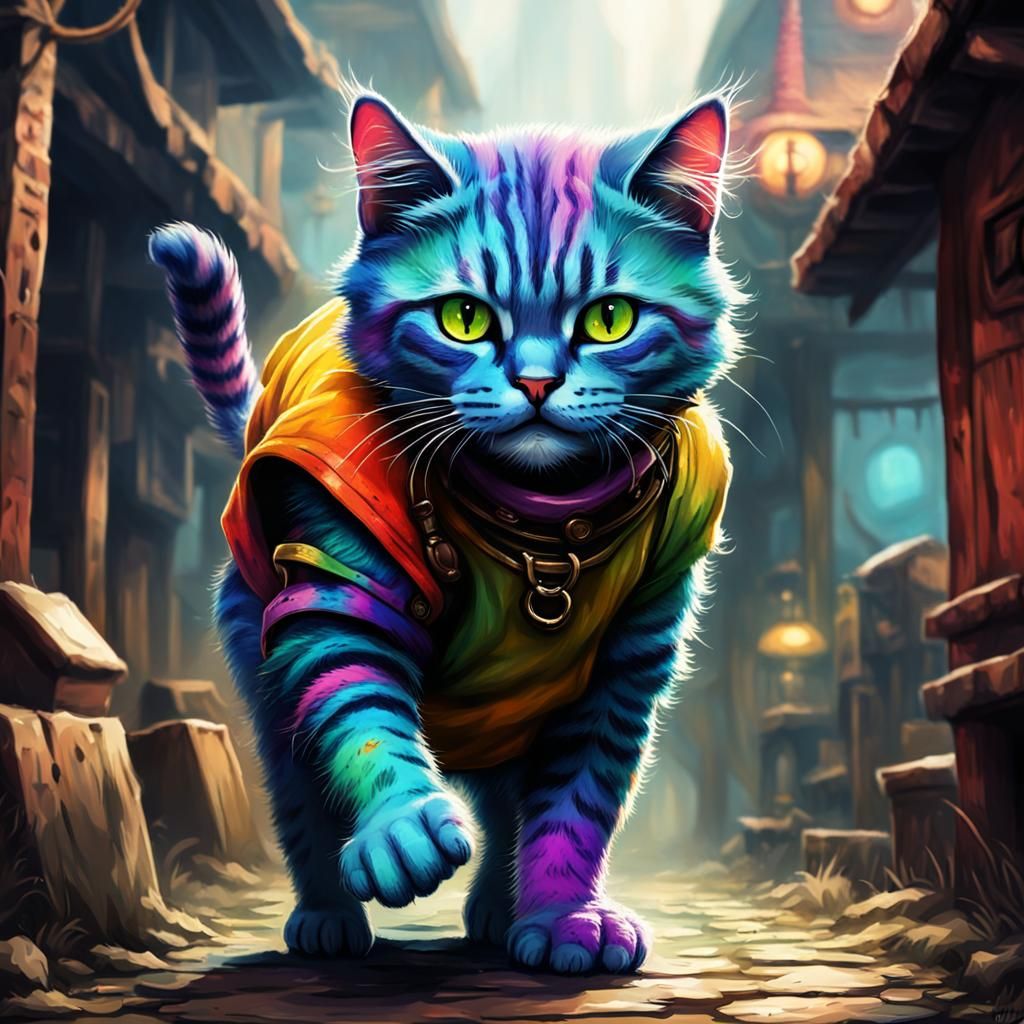 Colorful Fantasy Action Scene: Scat Cat