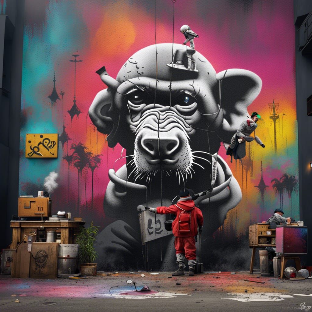 Banksy Graffiti Art Comes to Life: Digital Painting