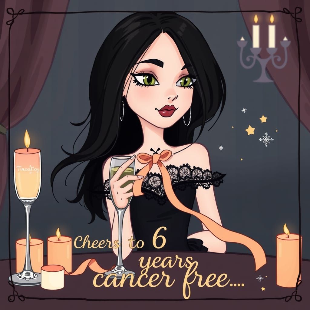 Gothic Celebration in Pastel Hues with Emo Cartoon Flair