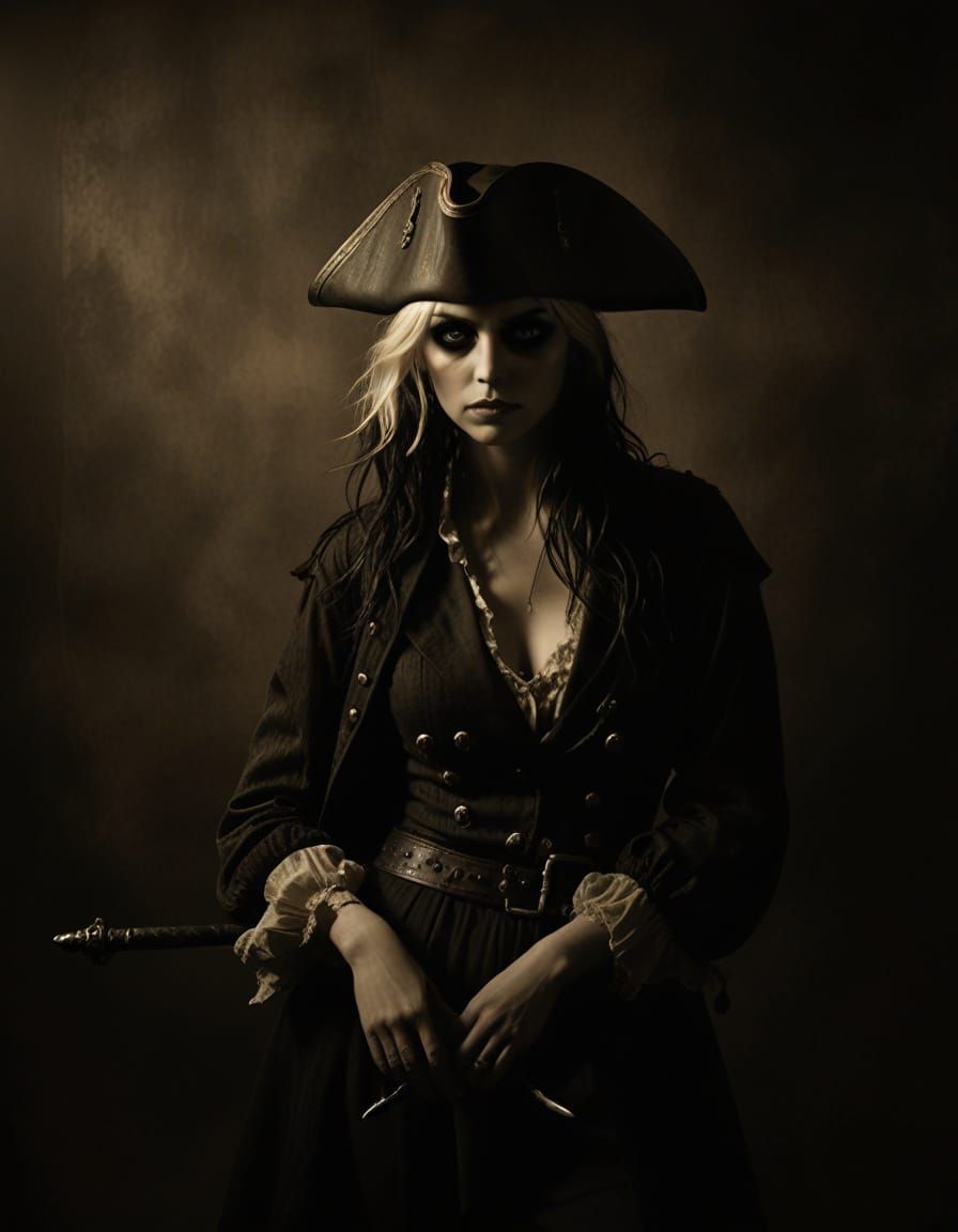 Surreal Pirate Taylor Momsen in Sepia Tone