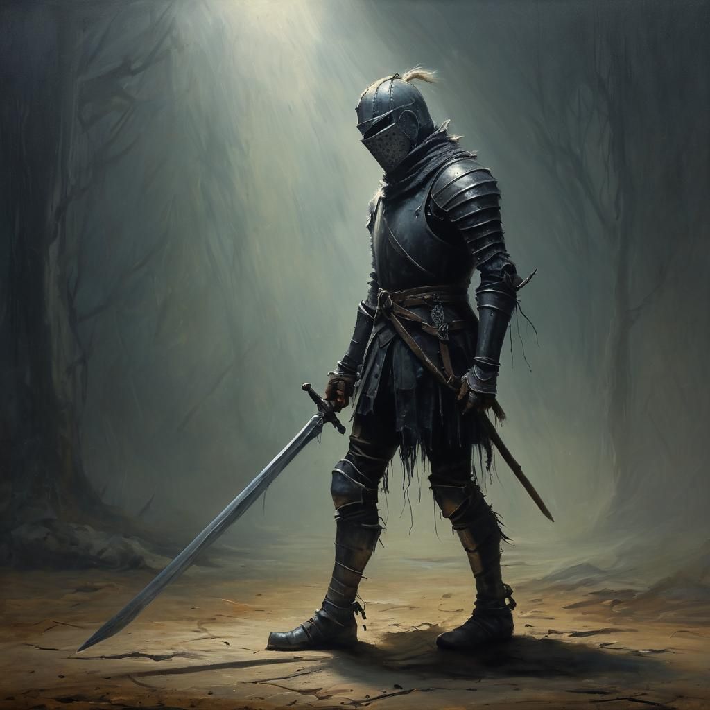 Dark Fantasy Knight Puppet Oil Painting