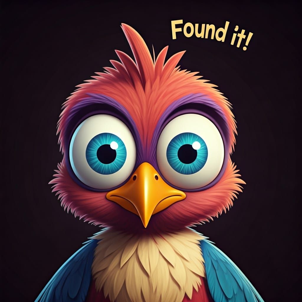 Hypnotized Cartoon Mynah Bird with Text