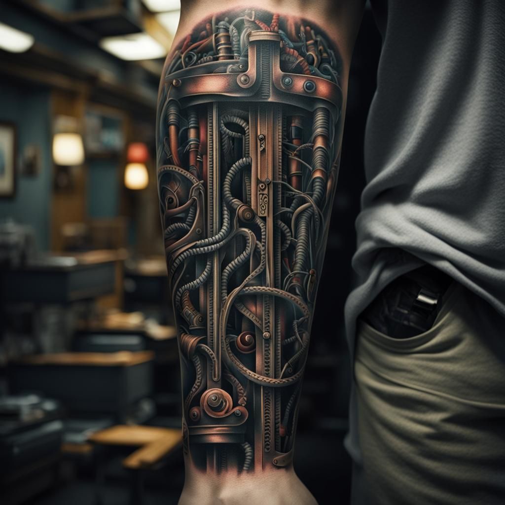 Arm Tattoo: Zipper Exposing Metal, Digital Art