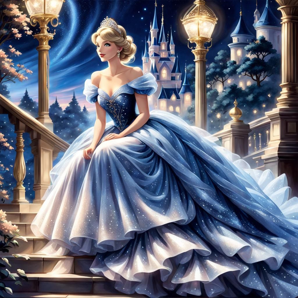 Cinderella in Sparkly Ballgown: Fantasy Anime Art