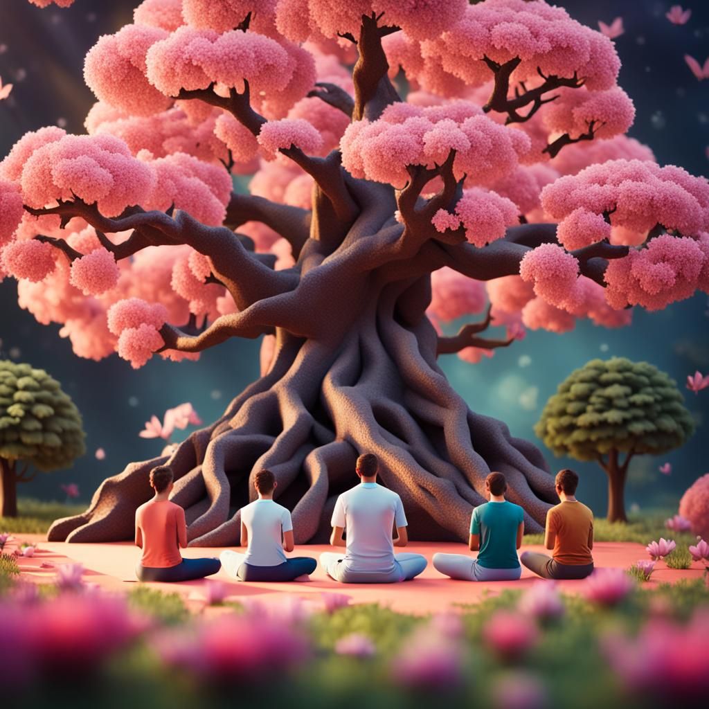 Mystical Tree Meditation Scene in 8K