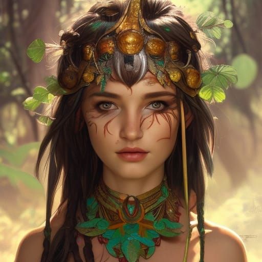 Tribal Elf Maid Dancing in Jungle, Photorealistic Portrait