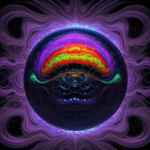 Surreal Brain Floating in Psychedelic Cosmic Void