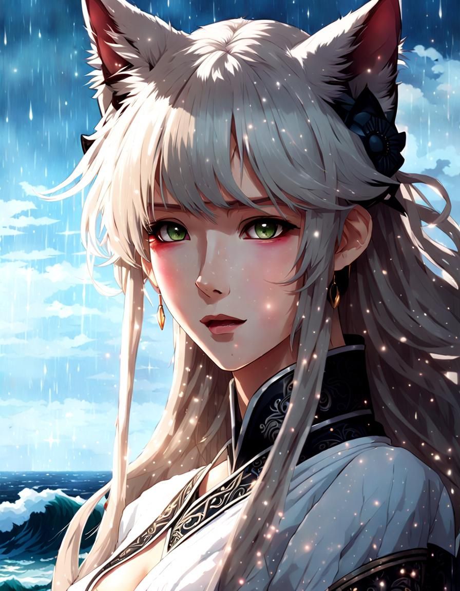 Moonlit Anime Girl in Draconic Armor