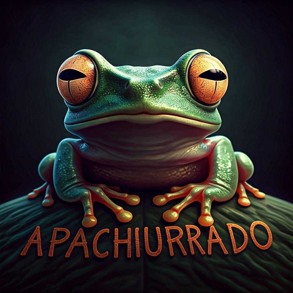 Hyperrealistic Flattened Frog with Expressive Eyes