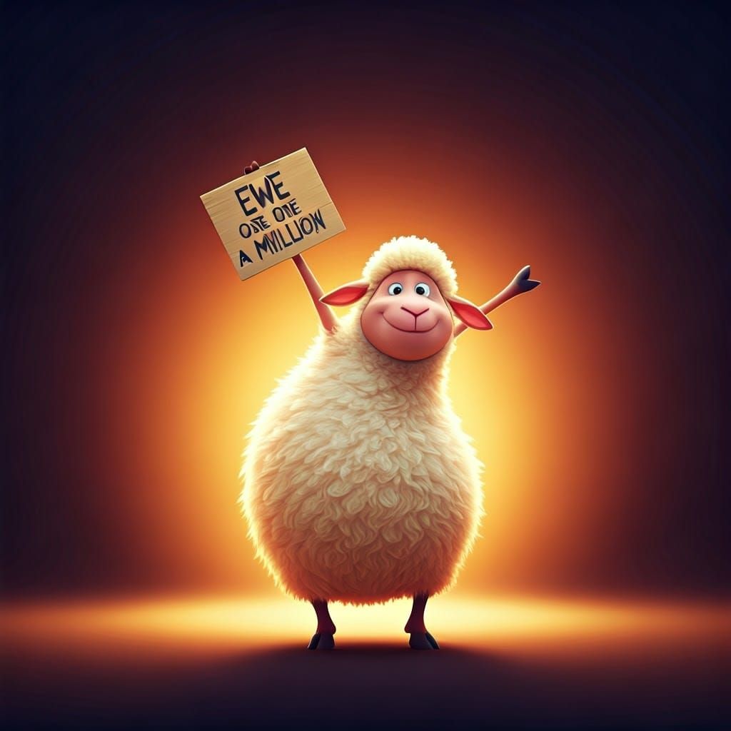 Dancing Sheep with Sign: Pixar-Style 3D Animation