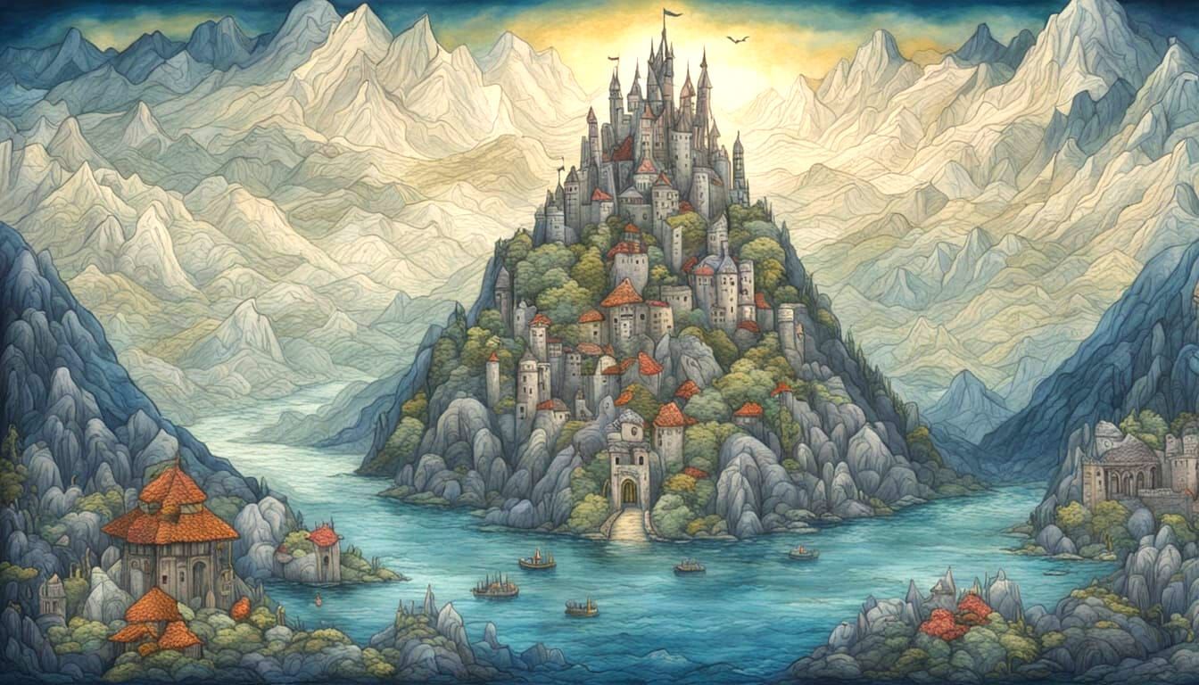 Ethereal Mountain Kingdom Concept Art