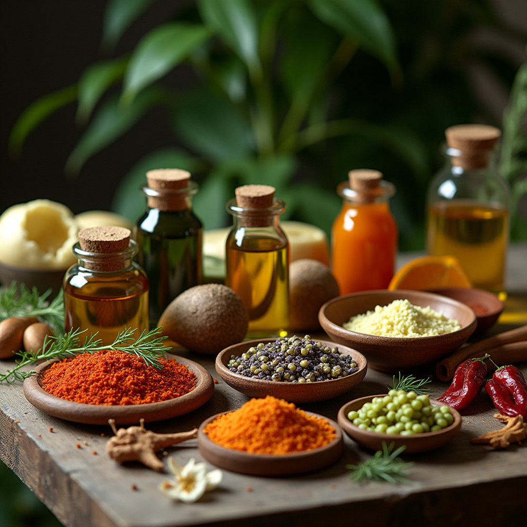 Exotic Masala Incense Ingredients Still Life