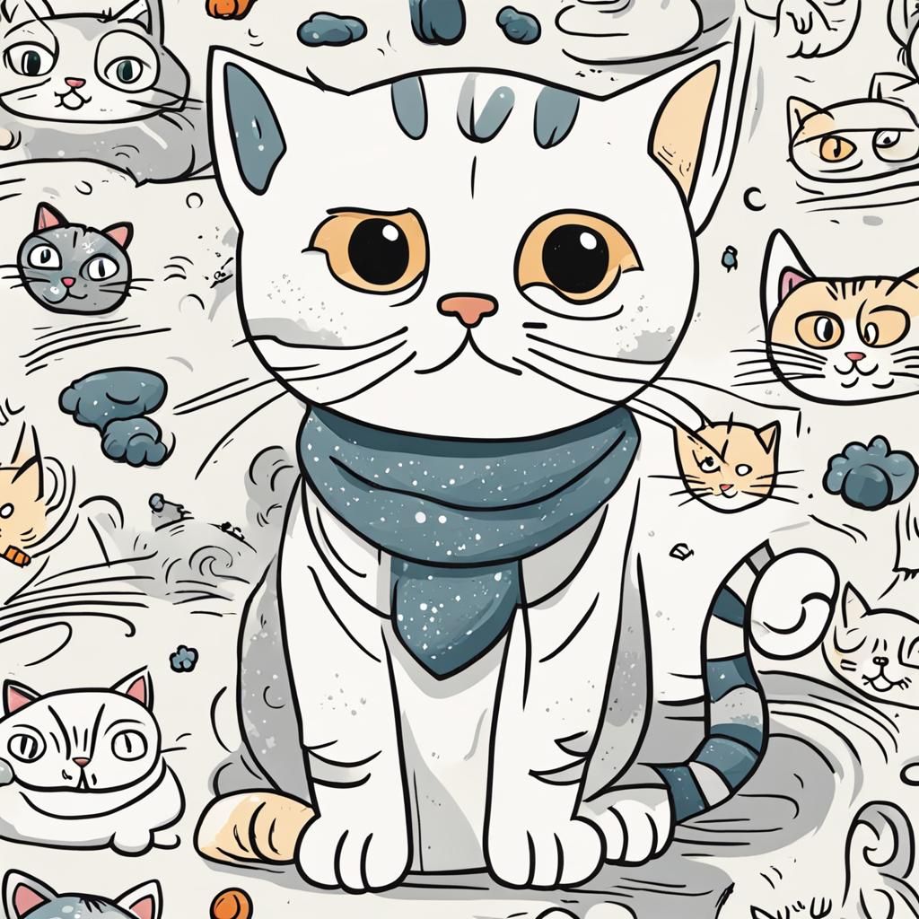 Masterfully Drawn Cartoon Cat Illustration