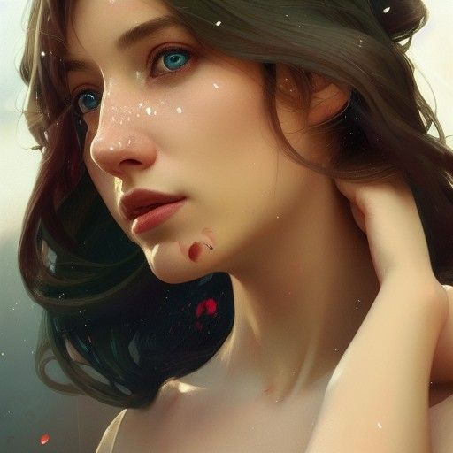 Beautiful Woman Portrait by Rutkowski, Artgerm, Mucha