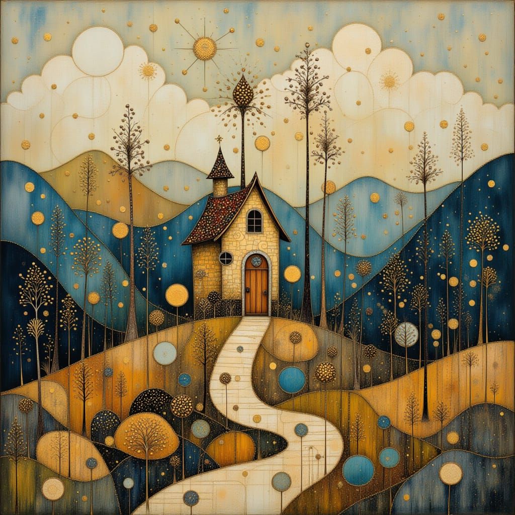 Folk Art Caravan Winds Through Wavy Mountains